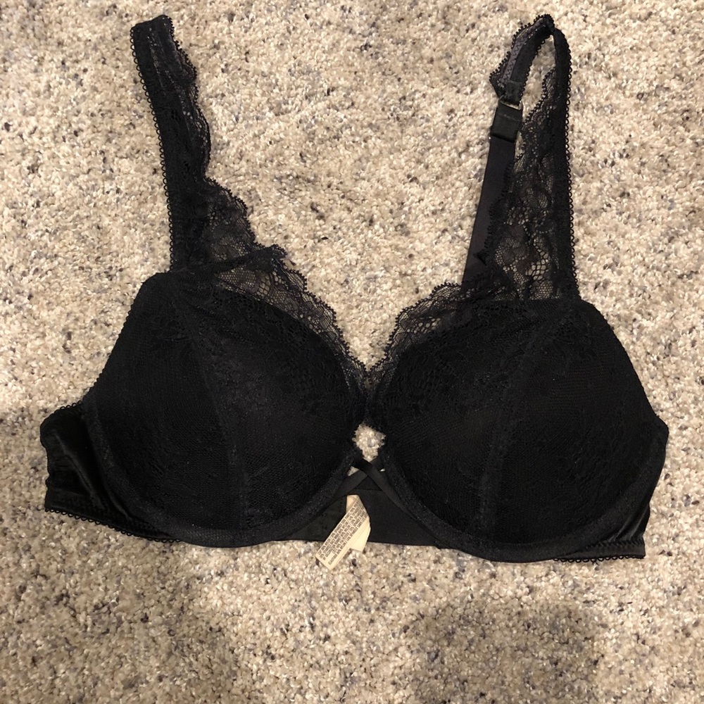 aerie black lace push-up bra
